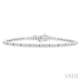 1 Ctw Double Row Round Cut Diamond Bar Link Tennis Bracelet in 10K White Gold