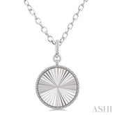 1/10 Ctw Round Fluted Medallion Round Cut Diamond Pendant With Chain in Sterling Silver