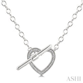 1/10 Ctw Heart Toggle Single Cut Diamond Fashion Necklace in Sterling Silver
