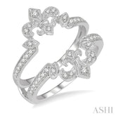 1/4 Ctw Marquise Fleur De Lis Round Cut Diamond Insert Ring in 14K White Gold