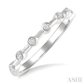 1/10 Ctw Bezel Set Round Cut Diamond Stackable Wedding Band in 14K White Gold