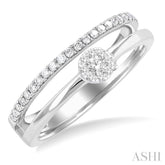 1/4 Ctw Double Row Lovebright Round Cut Diamond Ladies Ring in 10K White Gold