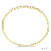 1 1/10 Ctw Lovebright Circular Mounts Baguette & Round Cut Diamond Bangle in 14K Yellow and White Gold