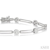 1 1/5 Ctw Lovebright Round Cut Diamond Paperclip Link Bracelet in 14K White Gold