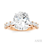 1 1/3 Ctw Oval Shape Emerald and Round Cut Diamond Semi-Mount Engagement Ring in 14K Rose and White Gold