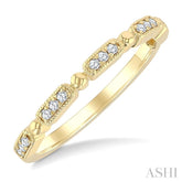 1/10 Ctw Bar Link Round Cut Diamond Stackable Fashion Band in 10K Yellow Gold