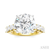 1 1/3 Ctw Round Shape Princess and Round Cut Diamond Semi-Mount Engagement Ring in 14K Yellow and White Gold