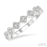 1/10 Ctw Rhombus Lattice Round Cut Diamond Stackable Band in 14K White Gold