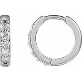 Platinum .08 CTW Natural Diamond Hinged 10 mm Hoop Earrings