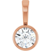 14K Rose Gold 1/10 CT Natural Diamond Bezel-Set Solitaire Pendant