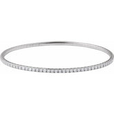 14K White Gold 1 CTW Lab-Grown Diamond Flexible Bangle 7" Bracelet