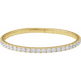 14K Yellow Gold 5 CTW Lab-Grown Diamond Flexible Bangle 7" Bracelet