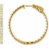 14K Yellow Gold 5 CTW Lab-Grown Diamond Inside-Outside 41.5 mm Hinged Hoop Earrings