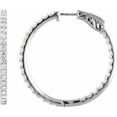 14K White Gold 5 CTW Lab-Grown Diamond Inside-Outside 41.5 mm Hinged Hoop Earrings