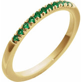 14K Yellow Gold Natural Emerald Stackable Ring