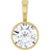 14K Yellow Gold 9/10 CT Natural Diamond Bezel-Set Solitaire Pendant