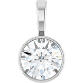 14K White Gold 9/10 CT Natural Diamond Bezel-Set Solitaire Pendant