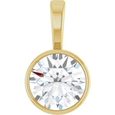 14K Yellow Gold 5/8 CT Lab-Grown Diamond Bezel-Set Solitaire Pendant