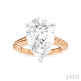 1/8 Ctw Pear Shape Round Cut Diamond Akari Wheat Shank Semi-Mount Engagement Ring in 14K Rose and White Gold