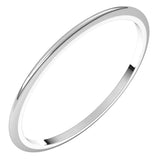 10K White Gold 1 mm Half Round Band Size 6.5