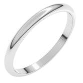 10K White Gold 2 mm Half Round Band Size 6