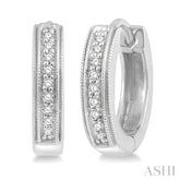 1/10 Ctw Scooped Center Round Cut Diamond Huggie Petite Earrings in 10K White Gold