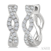 1/6 Ctw Entwined Round Cut Diamond Huggie Petite Earrings in 10K White Gold
