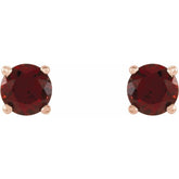 14K Rose Gold 4 mm Natural Mozambique Garnet Earrings