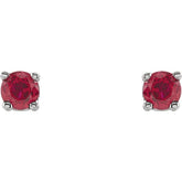 14K White Gold 2.5 mm Lab-Grown Ruby Earrings