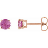 14K Rose Gold 5 mm Natural Pink Tourmaline Earrings