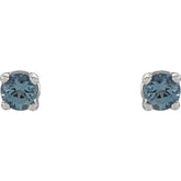14K White Gold 2.5 mm Natural Aquamarine Earrings