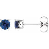 14K White Gold 4 mm Natural Blue Sapphire Earrings