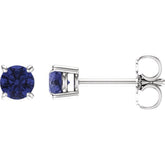 14K White Gold 4 mm Natural Tanzanite Earrings