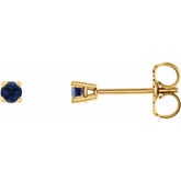 14K Yellow Gold 2.5 mm Natural Blue Sapphire Earrings