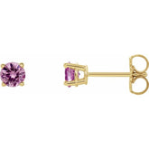 14K Yellow Gold 5 mm Natural Pink Sapphire Earrings