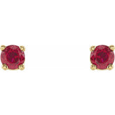 14K Yellow Gold 2.5 mm Natural Ruby Earrings
