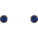 14K Yellow Gold 4 mm Natural Blue Sapphire Earrings