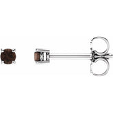 14K White Gold 2.5 mm Natural Smoky Quartz Earrings