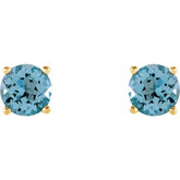 14K Yellow Gold 5 mm Natural Sky Blue Topaz Earrings