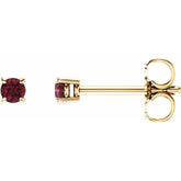 14K Yellow Gold 2.5 mm Natural Mozambique Garnet Earrings