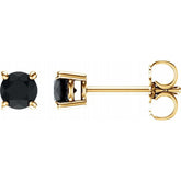 14K Yellow Gold 4 mm Natural Black Onyx Earrings