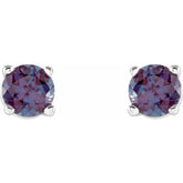 14K White Gold 4 mm Lab-Grown Alexandrite Earrings