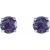 14K White Gold 5 mm Lab-Grown Alexandrite Earrings