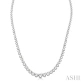 15 Ctw Riviera Round Cut Diamond Necklace in 14K White Gold