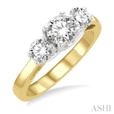 1 1/4 Ctw Round Cut Diamond Past Present & Future Engagement Ring in 14K Yellow & White Gold