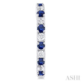 1.80 MM Round Shape Sapphire and 1/4 Ctw Round Cut Diamond Precious Hoop Earring in 10K White Gold