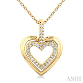 1/10 Ctw Petite Twin Heart Round Cut Diamond Fashion Pendant With Chain in 10K Yellow Gold