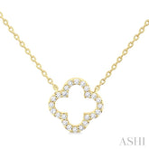 1/8 Ctw Petite Clover Round Cut Diamond Fashion Pendant With Chain in 14K Yellow Gold
