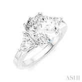 1/2 Ctw Oval Shape Trillion Cut & Round Cut Diamond Semi-Mount Engagement Ring in 14K White Gold