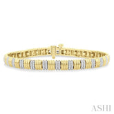 3/4 Ctw Ribbed Round Cut Diamond Fashion Bracelet in 10K Yellow Gold